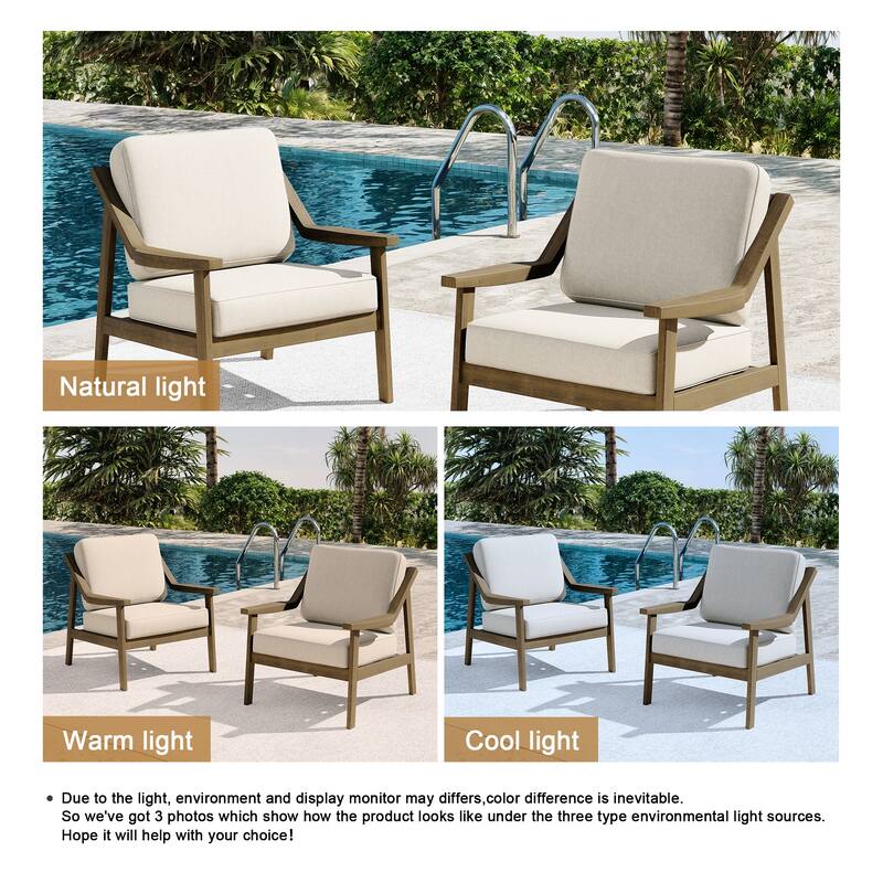 Outdoor Patio Club Chair Arm Lounge Cushion Chair (Set of 2)