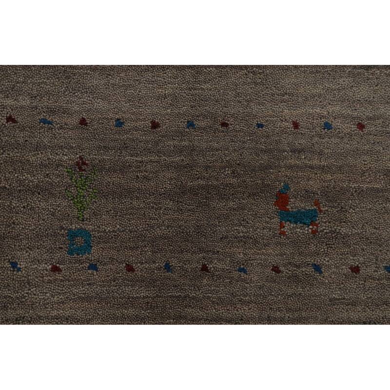 Gabbeh Modern Area Rug Handmade Grey Tribal Wool Carpet - 5'3" x 7'6"