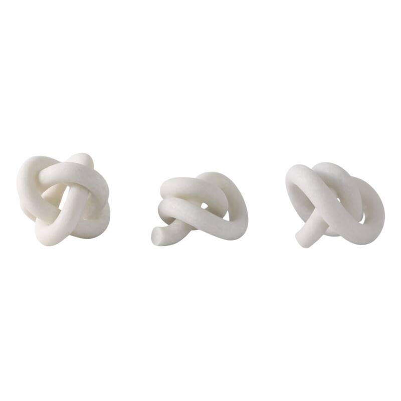 Polyresin Decorative Knot Figurine Home Decor (Set of 3) - 3/4" White - 4.5" x 4" x 3.75"