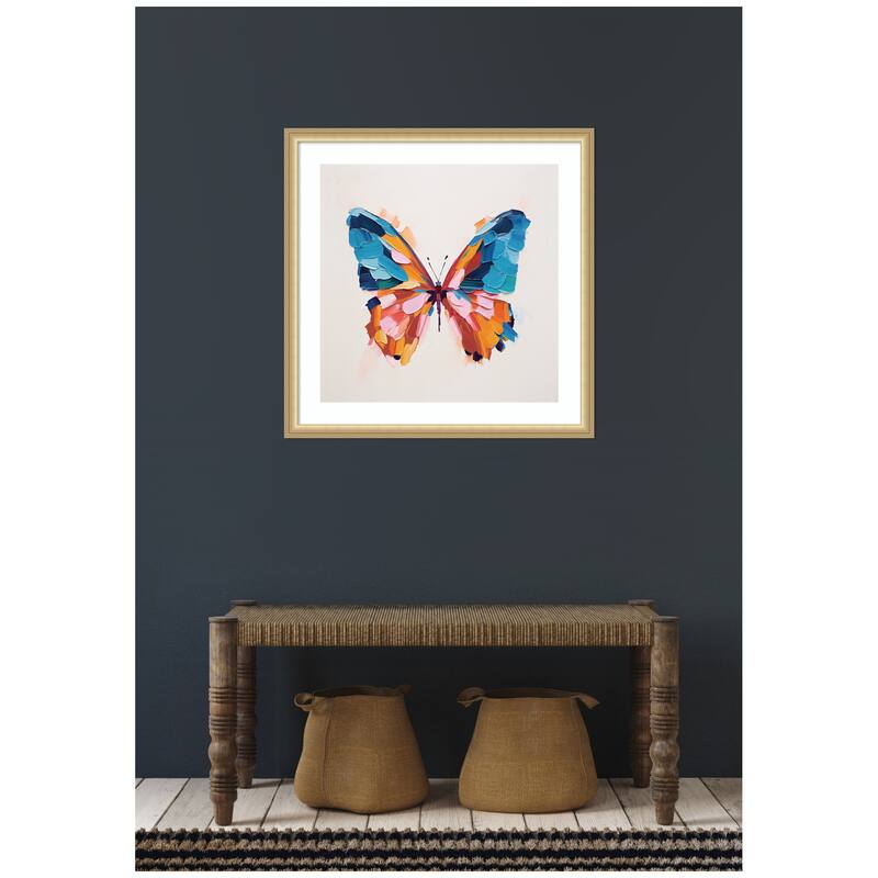 Kate and Laurel Framed Art Bold Colorful Brush Boho Butterfly by The Creative Bunch Studio