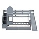 preview thumbnail 15 of 50, Twin-Over-Twin Castle Style Bunk Bed with 2 Drawers 3 Shelves and Slide