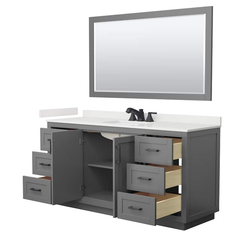 Miranda 66-inch Single Vanity, Quartz Top, 58-inch Mirror