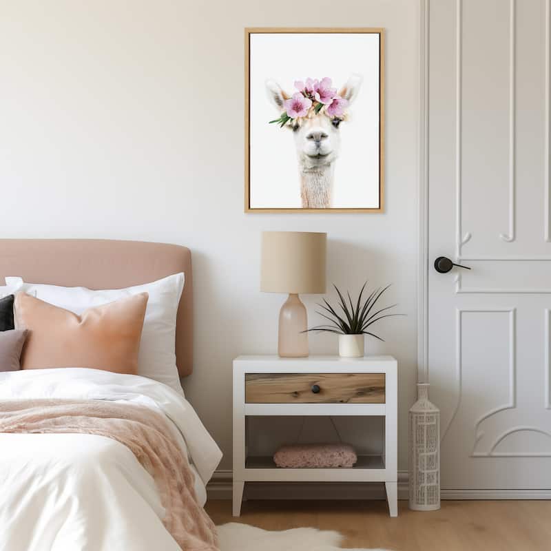 Kate and Laurel Sylvie Flower Crown Animal Framed Canvas by Amy Peterson