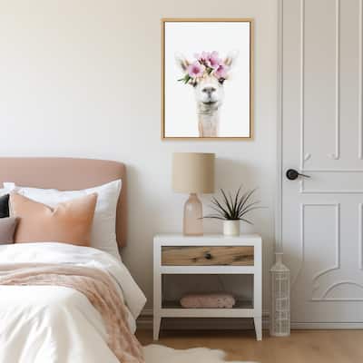Kate and Laurel Sylvie Flower Crown Animal Framed Canvas by Amy Peterson