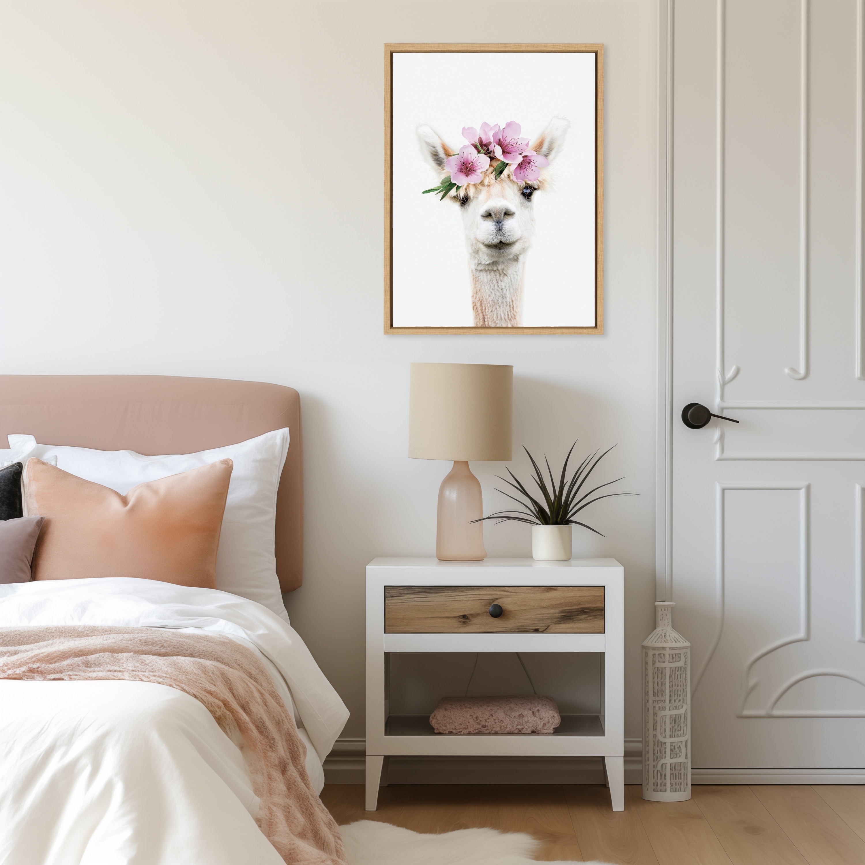 Kate and Laurel Sylvie Flower Crown Animal Framed Canvas by Amy Peterson