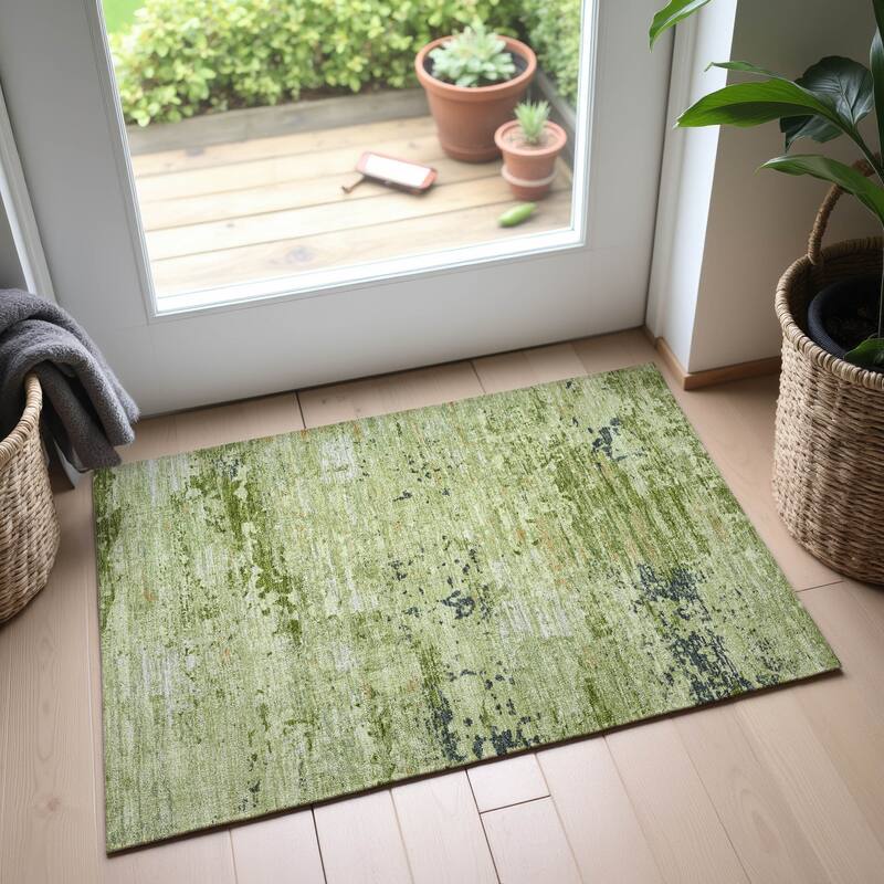 Premium Washable Super Soft Abstract Glam Mayfield Rug - Aloe - 1'8" x 2'6"
