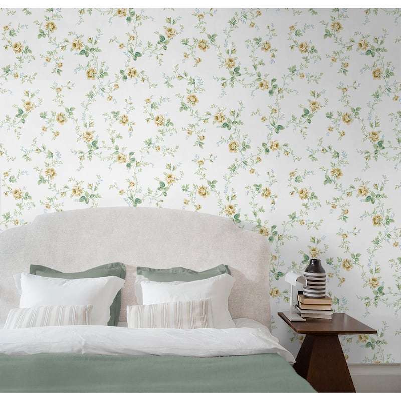 NextWall Blossom Floral Trail Peel and Stick Wallpaper