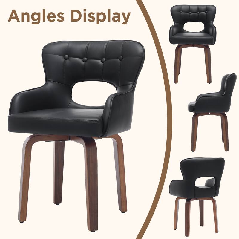 Swivel Dining Chairs Set of 2, Faux Leather Upholstered Kitchen Chairs