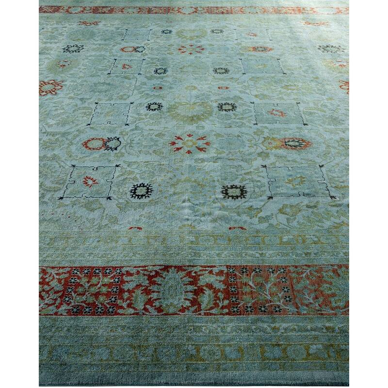 Overton Hand Knotted Wool Vintage Inspired Modern Contemporary Overdyed Gray Area Rug - 10' 3" x 13' 6"