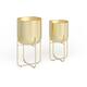 Iron Glam Contemporary Planter (Set of 2) - S/2 16", 13"H - Gold