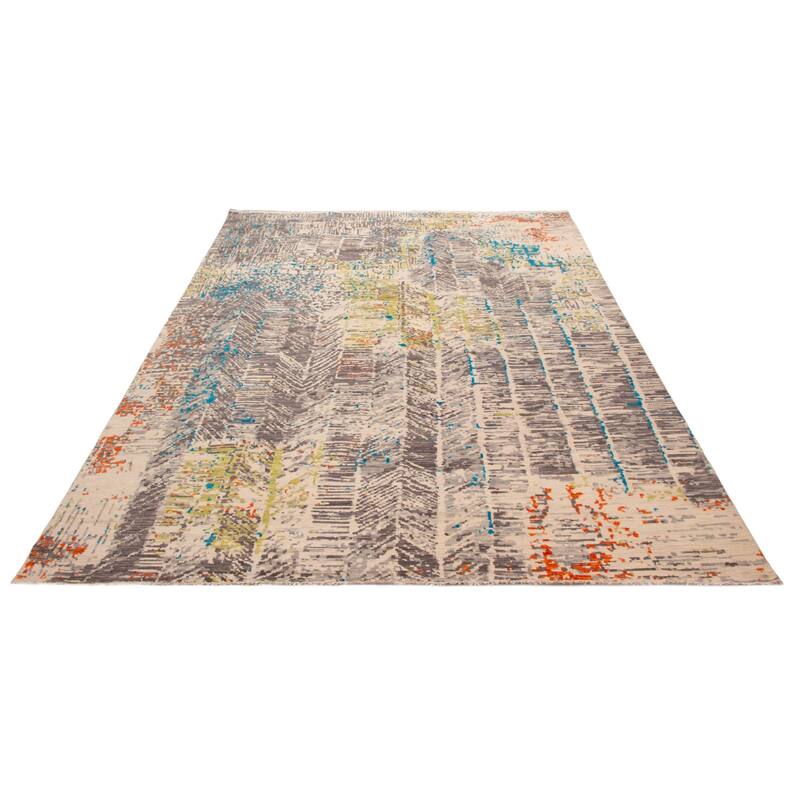 ECARPETGALLERY Hand-knotted Mystique Dark Grey, Ivory Wool Rug - 10' x 13' 9"