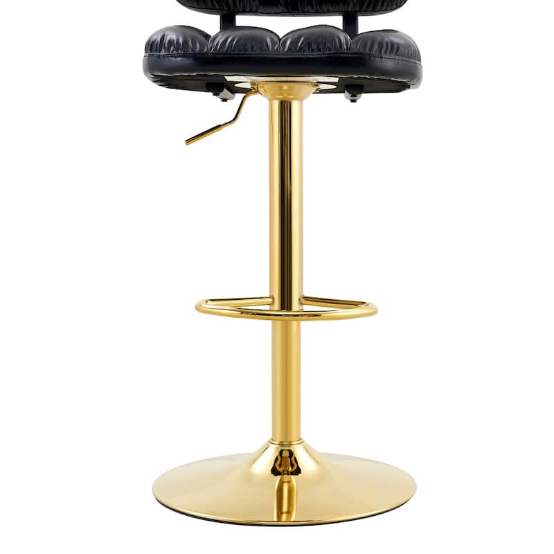 Adjustable Height Swivel Bar Stools Set of 2, PU Leather Upholstered Bar Stools, Dining Chairs with Metal Base & Footrest