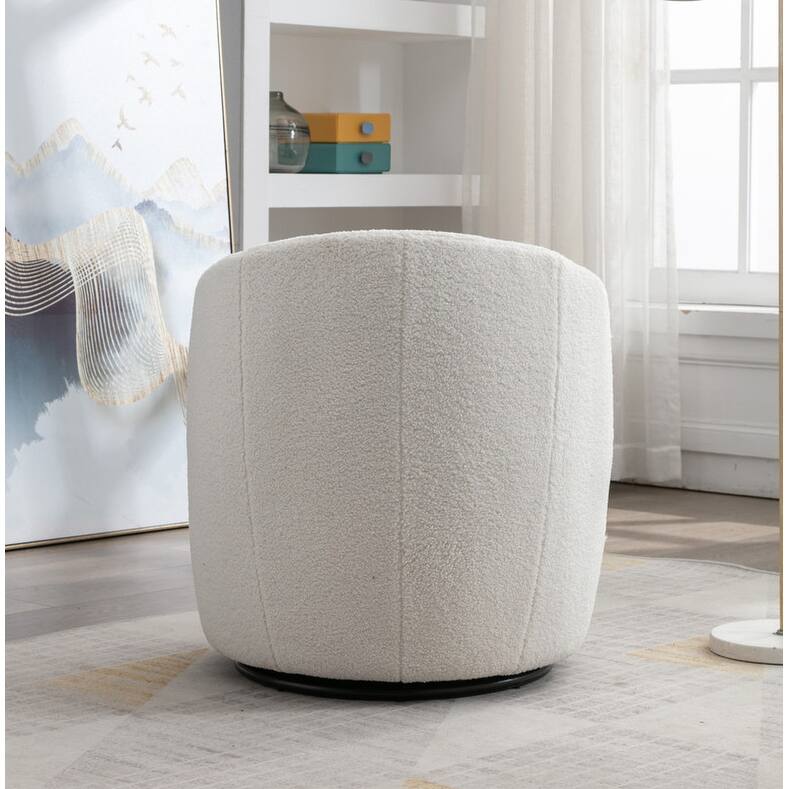 Swivel Barrel Chair,Teddy Fabric Upholstered Modern Round Accent Arm Chairs