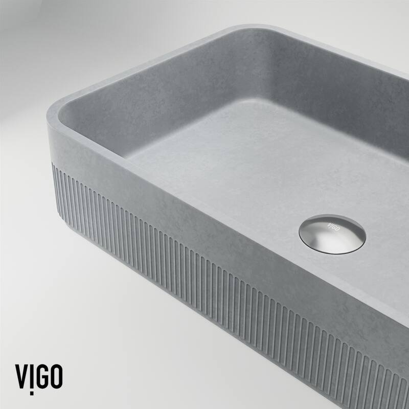 VIGO Cypress 21"L x 14"W Concrete Vessel Sink and Apollo 12"H Faucet Set