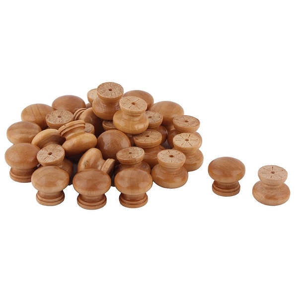 Unique Bargains Wooden Round Shaped Cabinet Drawer Wardrobe Pull Knob Handle Khaki 30 Pcs