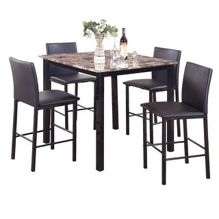 Faux Marble Counter Dining Table with 4 Upholstered Chairs - Bed Bath ...