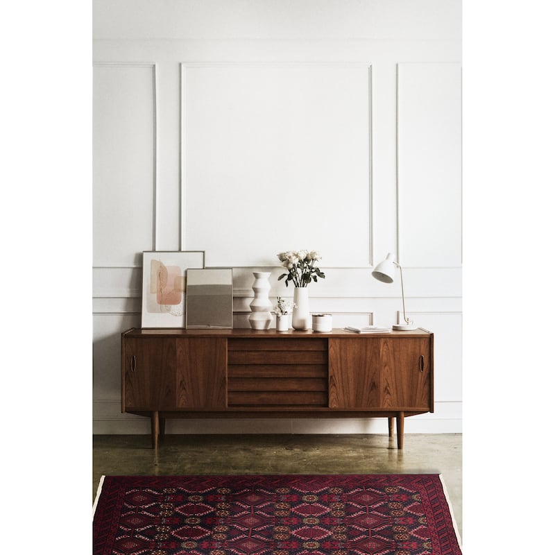 ECARPETGALLERY Hand-knotted Teimani Black, Red Wool Rug - 3'5 x 6'1