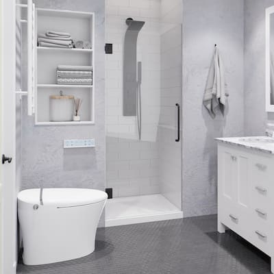 ANZZI Fellow 24" x 70" Frameless Hinged Shower Door in Gunmetal