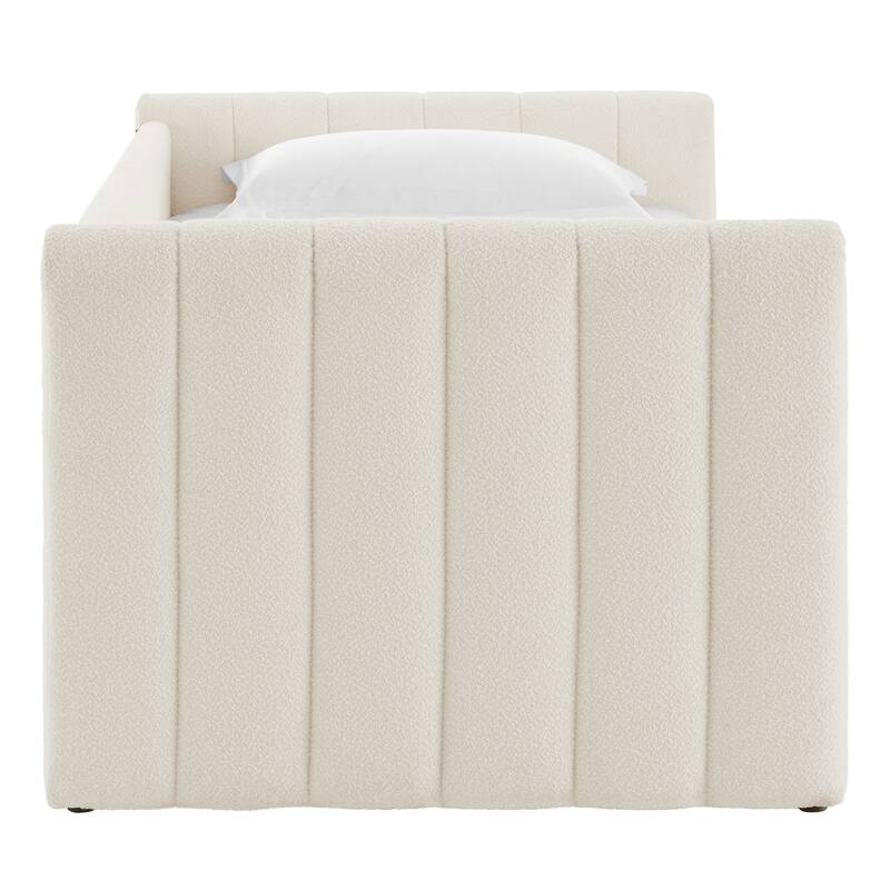Veyla Channel Tufted Boucle Twin Daybed With Trundle