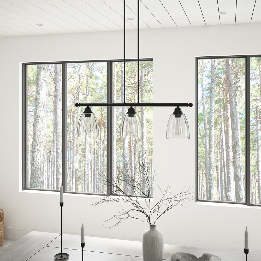 Modern Black 3-Light Glass Style Kitchen Island Pendant