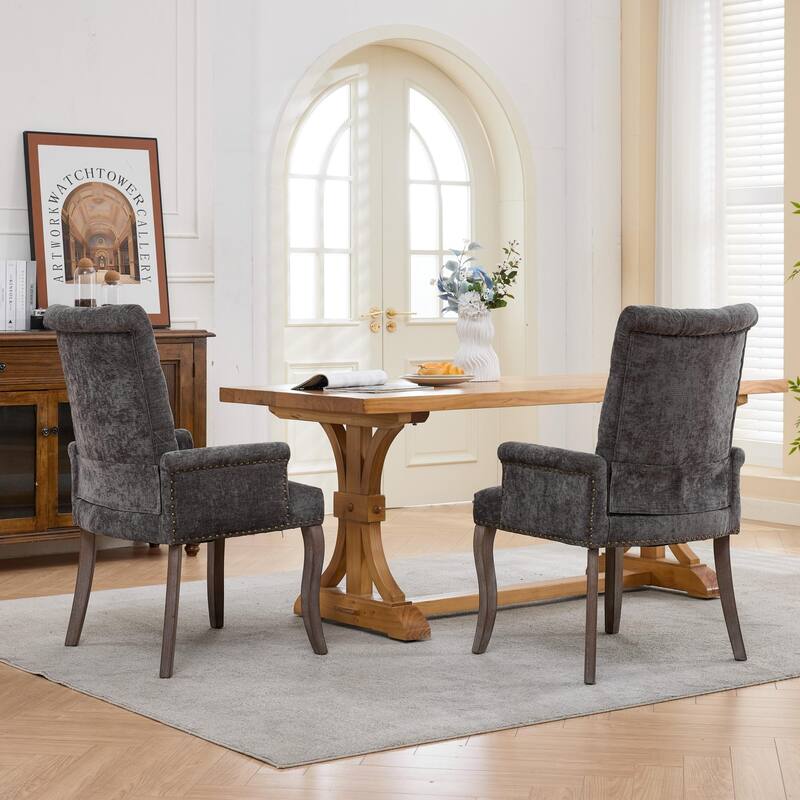 Roomfitters Upholstered Dining Chairs with Barrel Back and Wood Legs, Modern Accent Side Chairs for Living Room