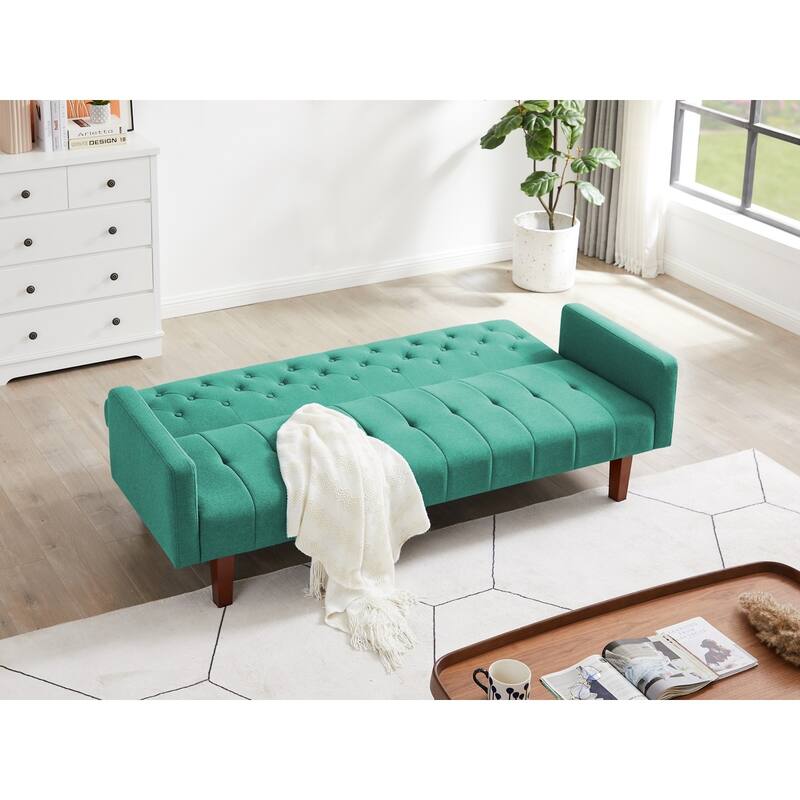 75.39 IN. Futon Sofa Bed, Convertible Upholstered Couch Sleeper with Reclining Sleeper Split Tufted Back