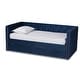 preview thumbnail 7 of 23, Larkin Modern Velvet Fabric Upholstered Daybed with Trundle Twin - Navy