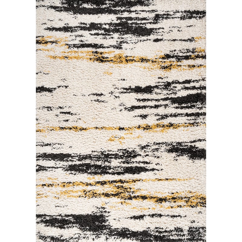 JONATHAN Y Soller Modern Bold Strie' Shag Area Rug - 3 X 5 - Beige/Black/Yellow