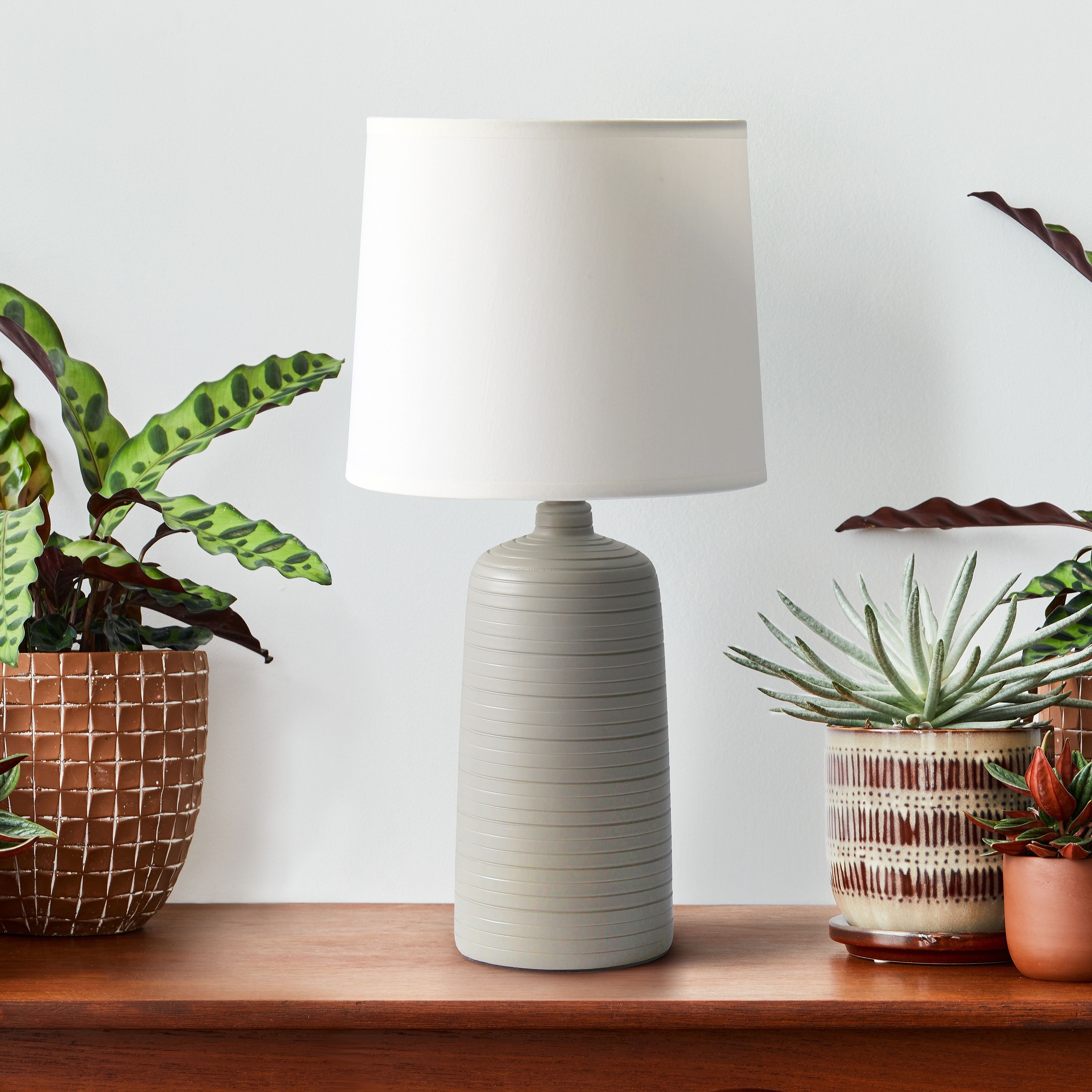Simple Designs Textured Linear Ceramic Table Lamp - 8