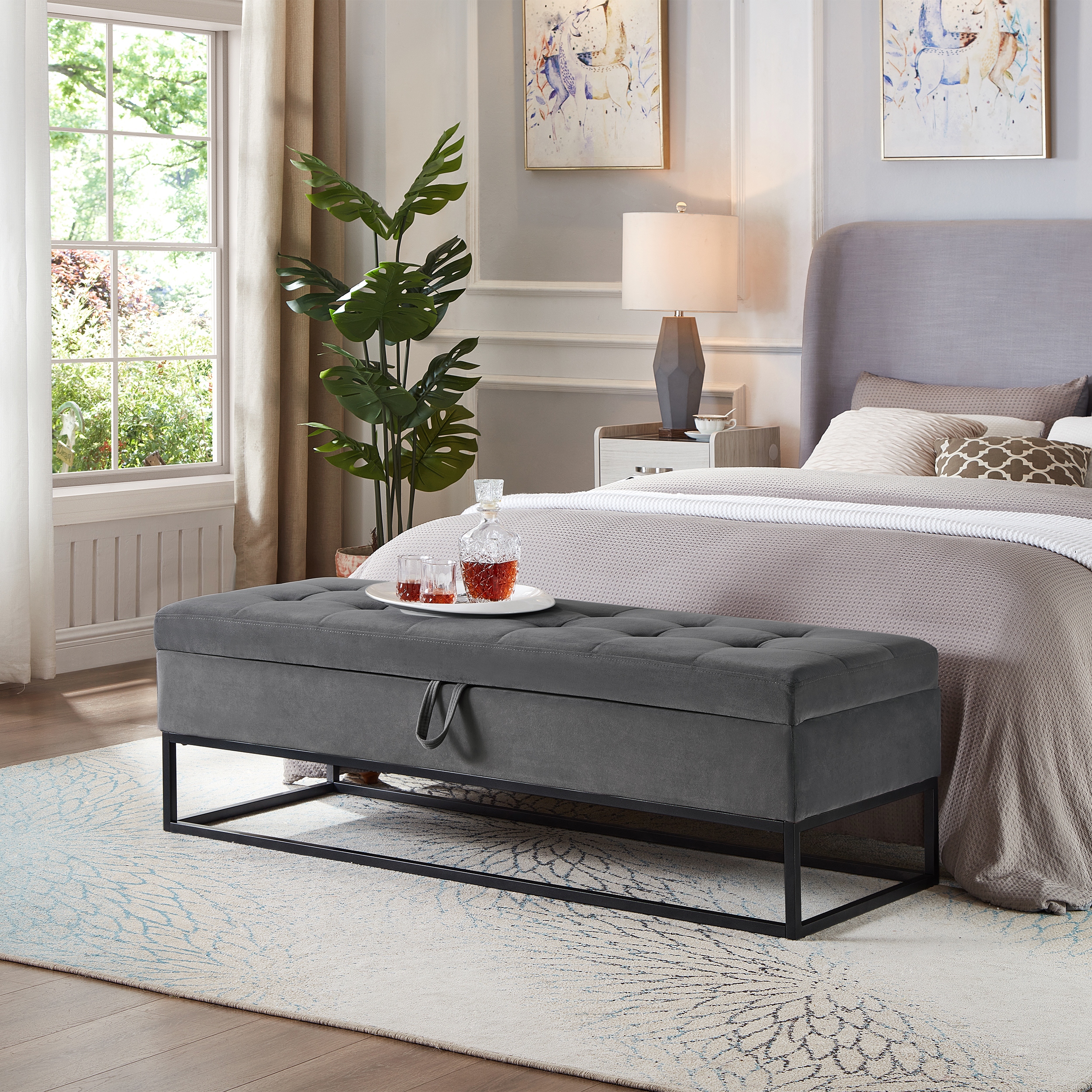 Metal end of bed bench sale