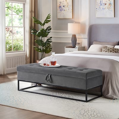 58.6" Bed Bench Metal Base with Storage