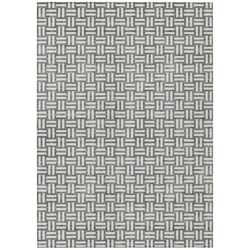 Machine Washable Indoor/ Outdoor Chantille Contempory Crosshatch Rug