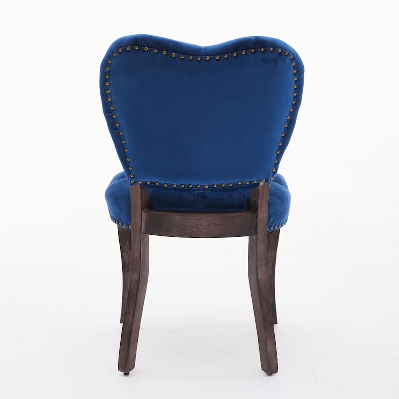 French Vintage Tufted Upholstered Fabric Dining Chair,Set of 2