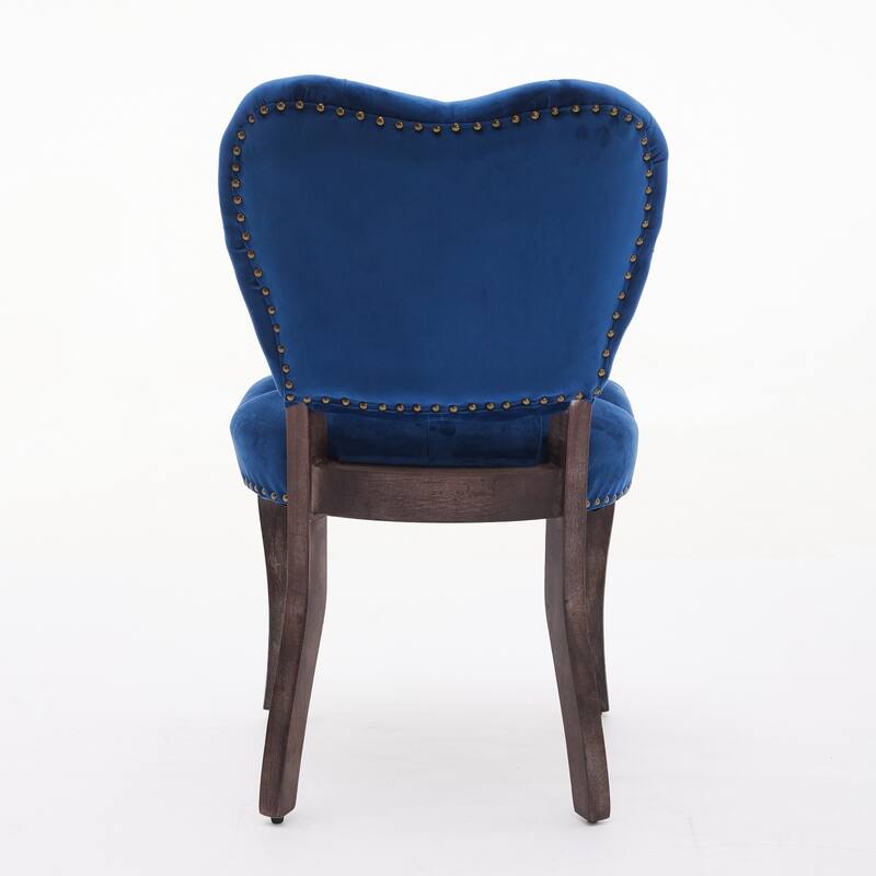 Velvet Dining Chairs Set of 2, Tufted Upholstered Kitchen Chair, Armless Lounge Side Chairs with Solid Wood Legs