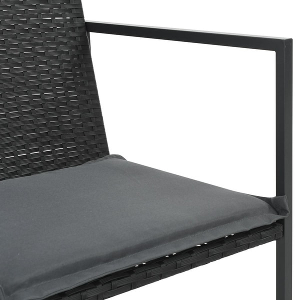 Vidaxl 9 piece outdoor dining online set with cushions poly rattan black