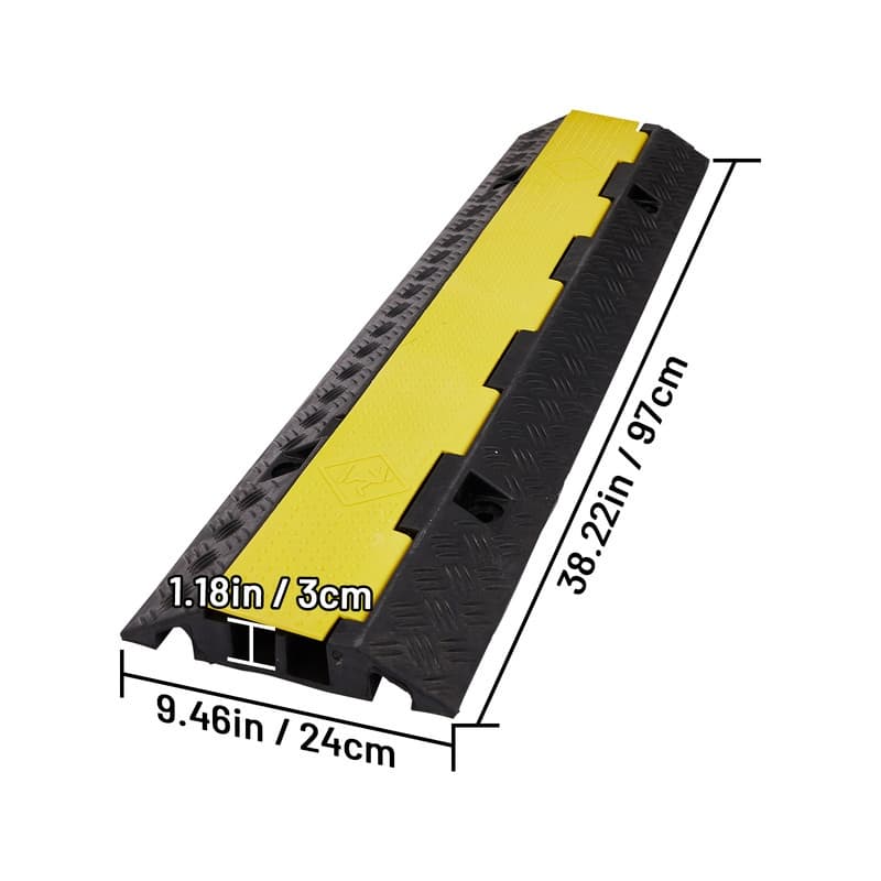 2Pcs 22000 lbs Capacity Driveway Rubber Traffic Speed Bumps Cable - N/A