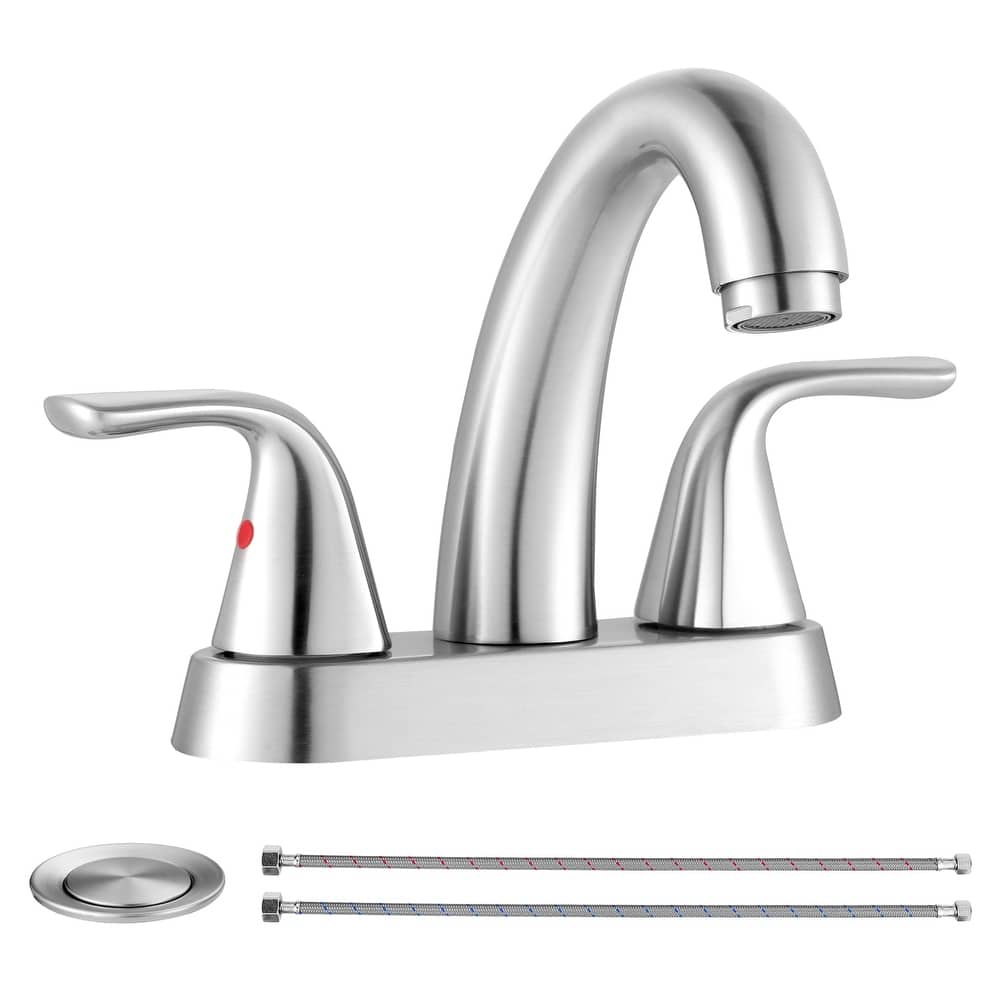 WOWOW 4 in. Centerset Double Handle High Arc Bathroom Sink Faucet