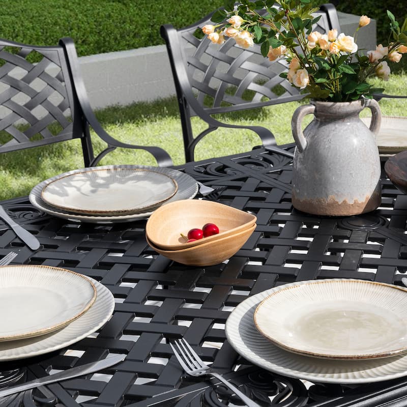 Outdoor Rectangle Cast Aluminum Dining Table with 2.09'' Umbrella Hole