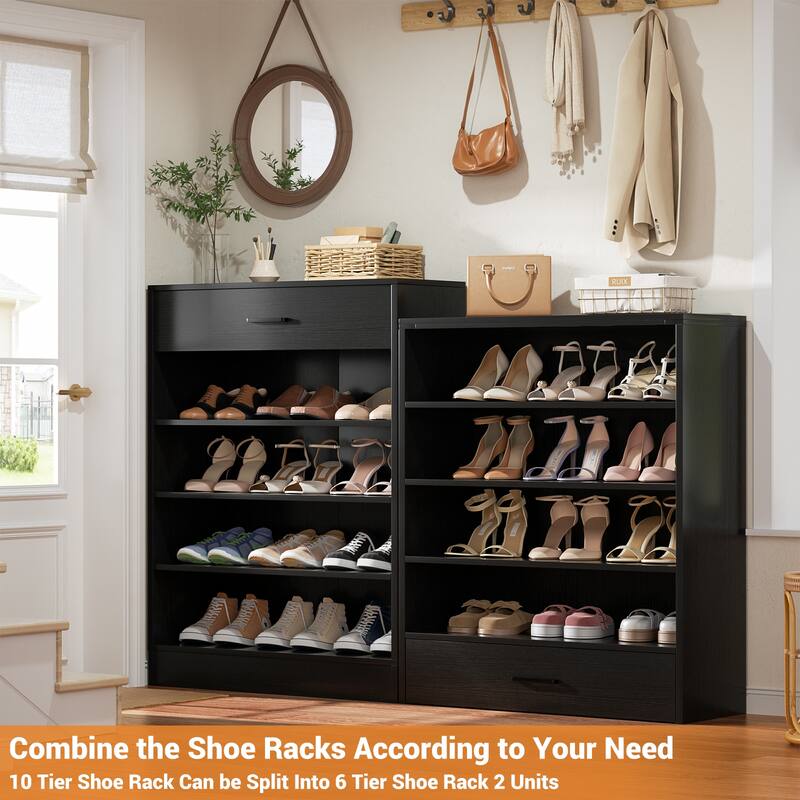 9-Tier Shoe Cabinet with 2 Drawers, Freestanding Closet Organizer with Adjustable Storage Shelves