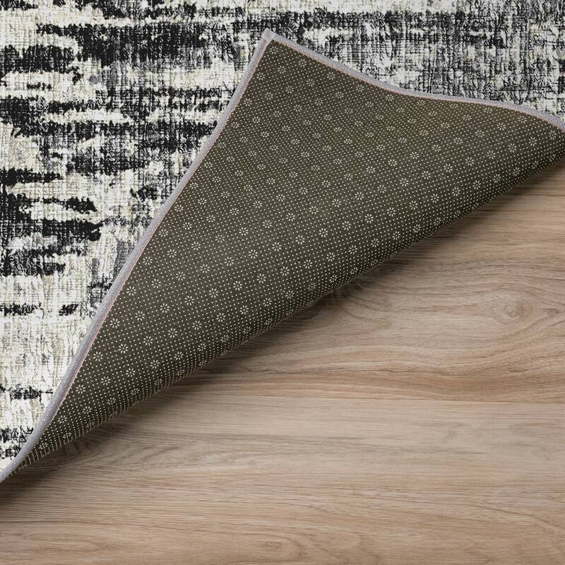 Indoor/ Outdoor Accord Modern Brushstrokes Polyester Washable Rug New