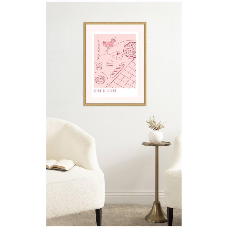 Kate and Laurel Girl Dinner by Aislinn Simmonds Duchess Plum Framed Canvas Wall Art Print