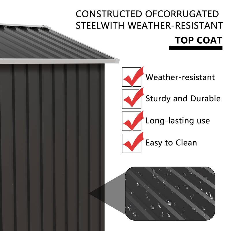 5.4x4.27 FT Outdoor Storage Shed with Hinge Door for Backyard