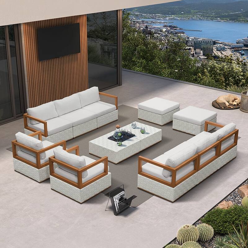 PURPLE LEAF GLFSF White sofa Outdoor Couch for Yard Porch Deck Patio Conversation Sets