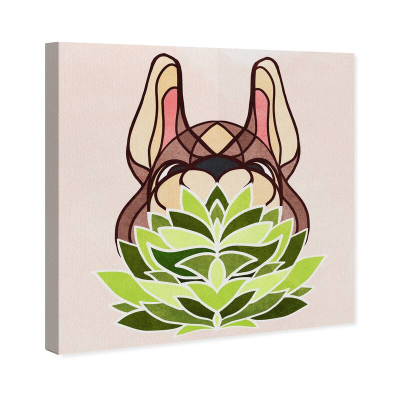 Wynwood Studio Canvas Animals Peeking Blossom II Green and Tan Modern & Contemporary Wall Art Canvas Print