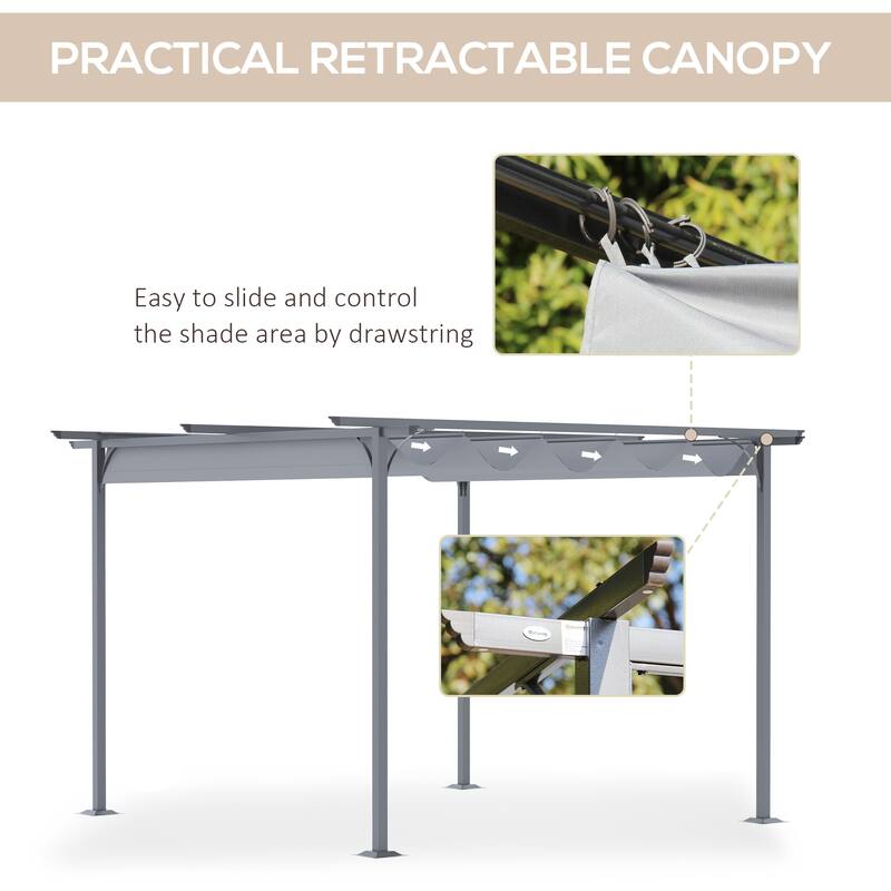 Outsunny 11.5' x 11.5' Retractable Pergola Canopy, Outdoor UV Protection & Sun Shade, Steel Frame