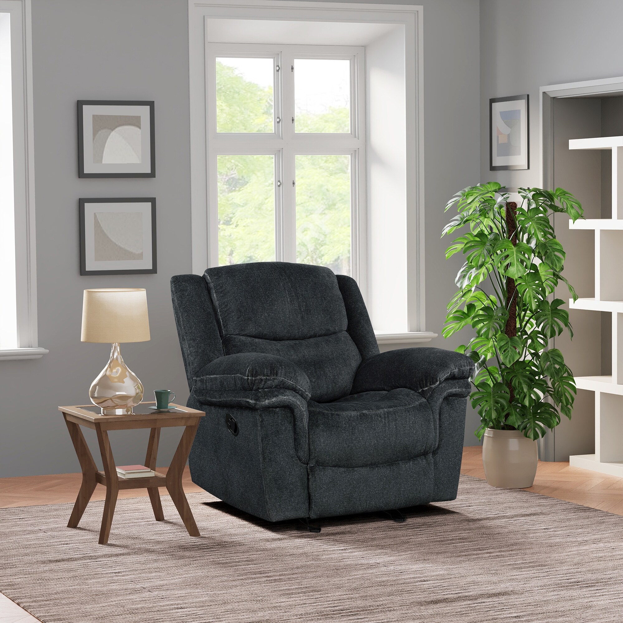 Oversized Home Theater Seating Breathable Velvet Manual Recline