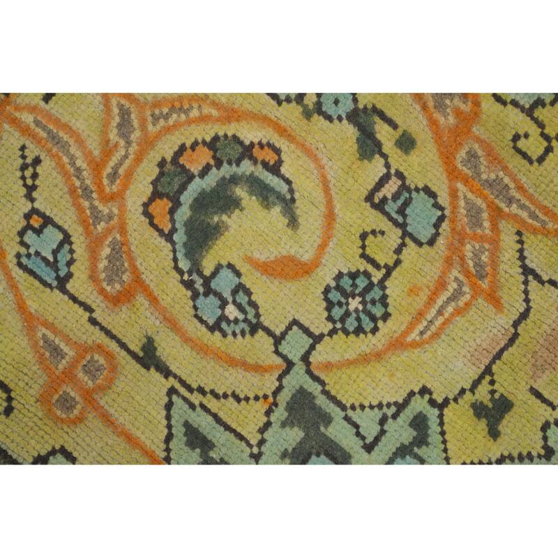 Hand Knotted Oriental 100% Wool Carpet Traditional Floral Yellow & Gold Tabriz Area Rug - 11' 0'' X 7' 11''