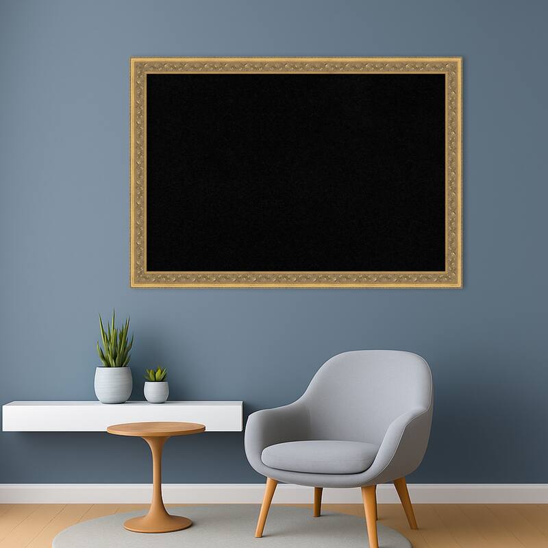 Carter Dark Gold Wood Framed Cork Board - Bulletin Board, Organization Board, Pin Board
