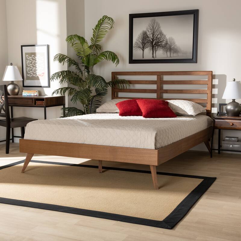 Shiro Mid-Century Modern Wood Platform Bed