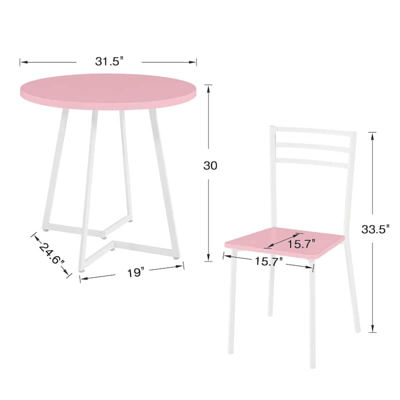 VECELO 3-Pieces Round Dining Sets for Small Spaces Butterfly Leg Table Dining Table Set of 3